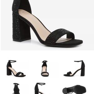 Kelly & Katie Black Crystal-Embellished Block Heel Sandals